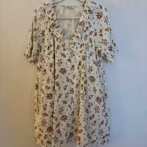 Madewell shift dress, S, cream/floral